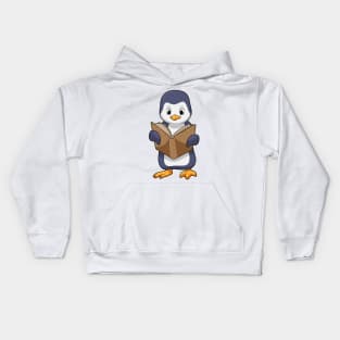 Penguin as Nerd with Book Kids Hoodie